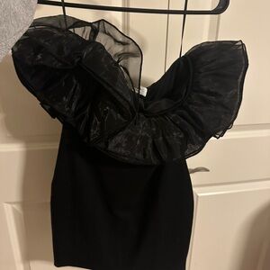 Black Ruffled Strapless Dress